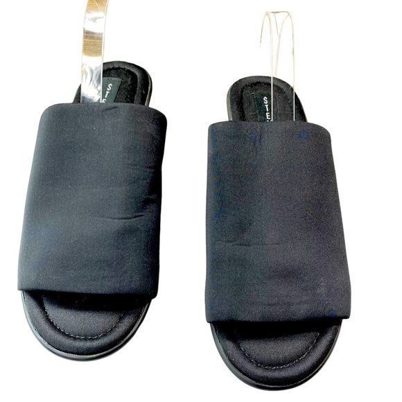 New Steve Madden Black Wedge Slip on Sandal Womens Shoes size 7.5 - Picture 2 of 10